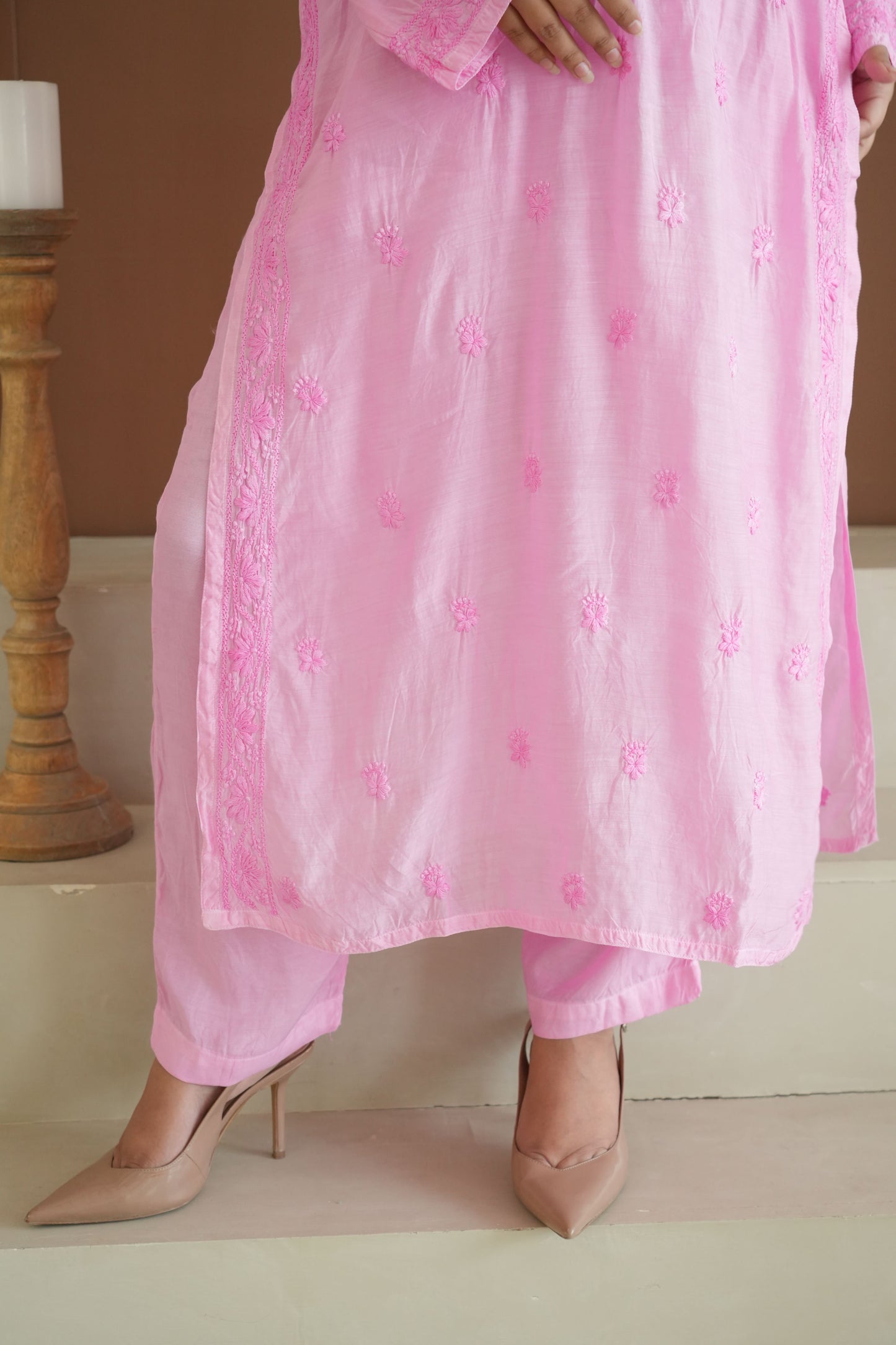 Hayat Chikankari Muslin Silk 3 Piece Set