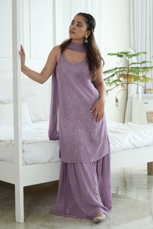 Anaya Chikankari Noodle Strap Short Kurti