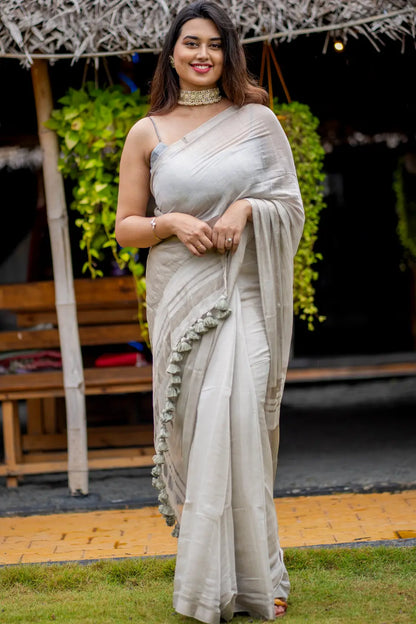 Tissue Silk Saree With Tassels