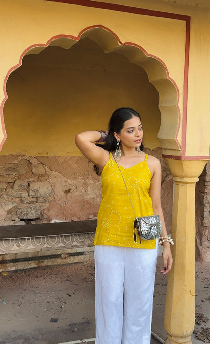Phoolwari Cotton Strap Kurti