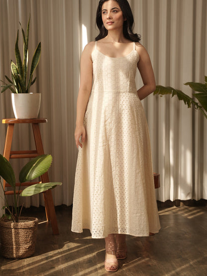 White Rose Cotton Dress With Jacket