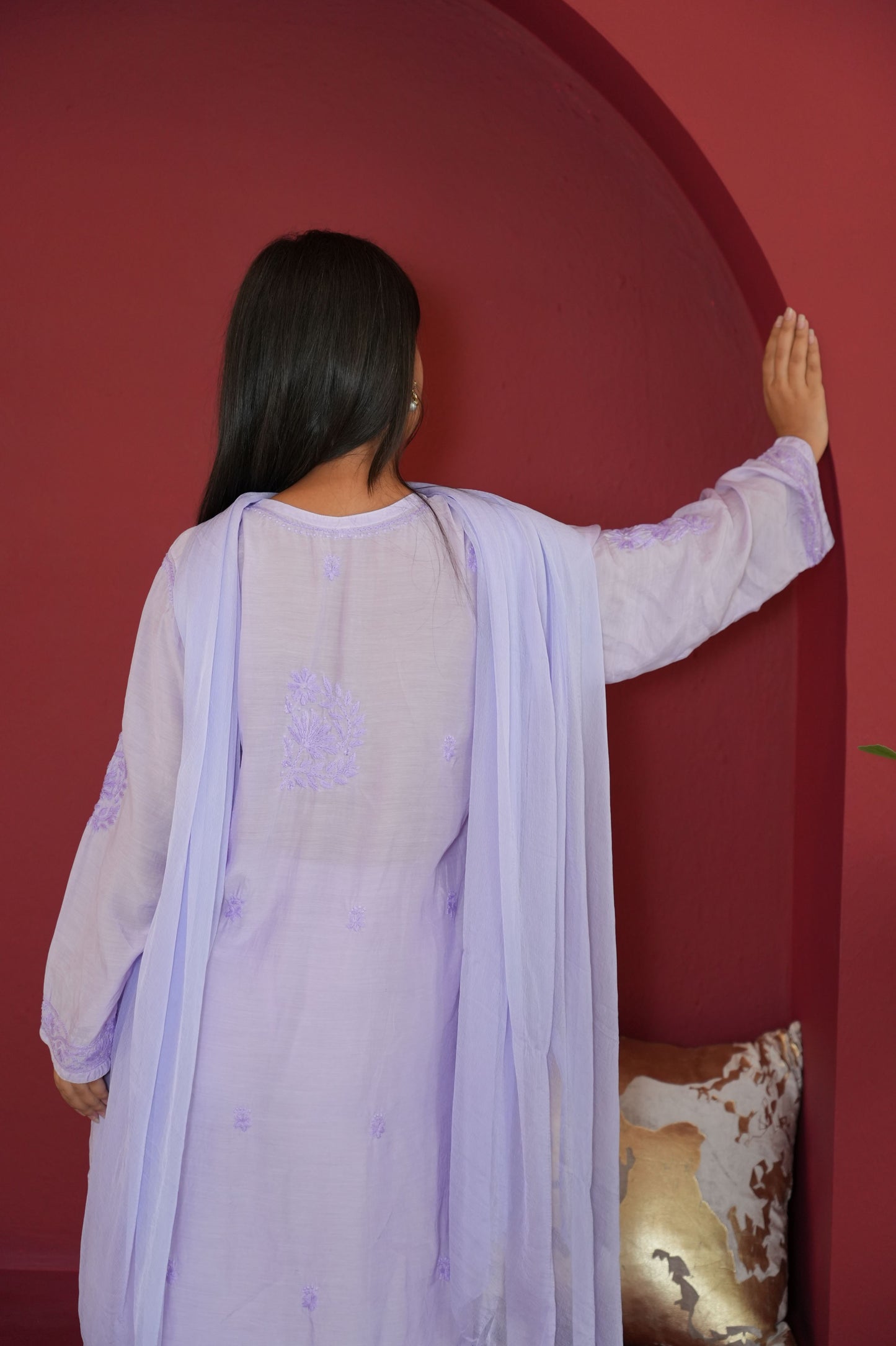Hayat Chikankari Muslin Silk 3 Piece Set