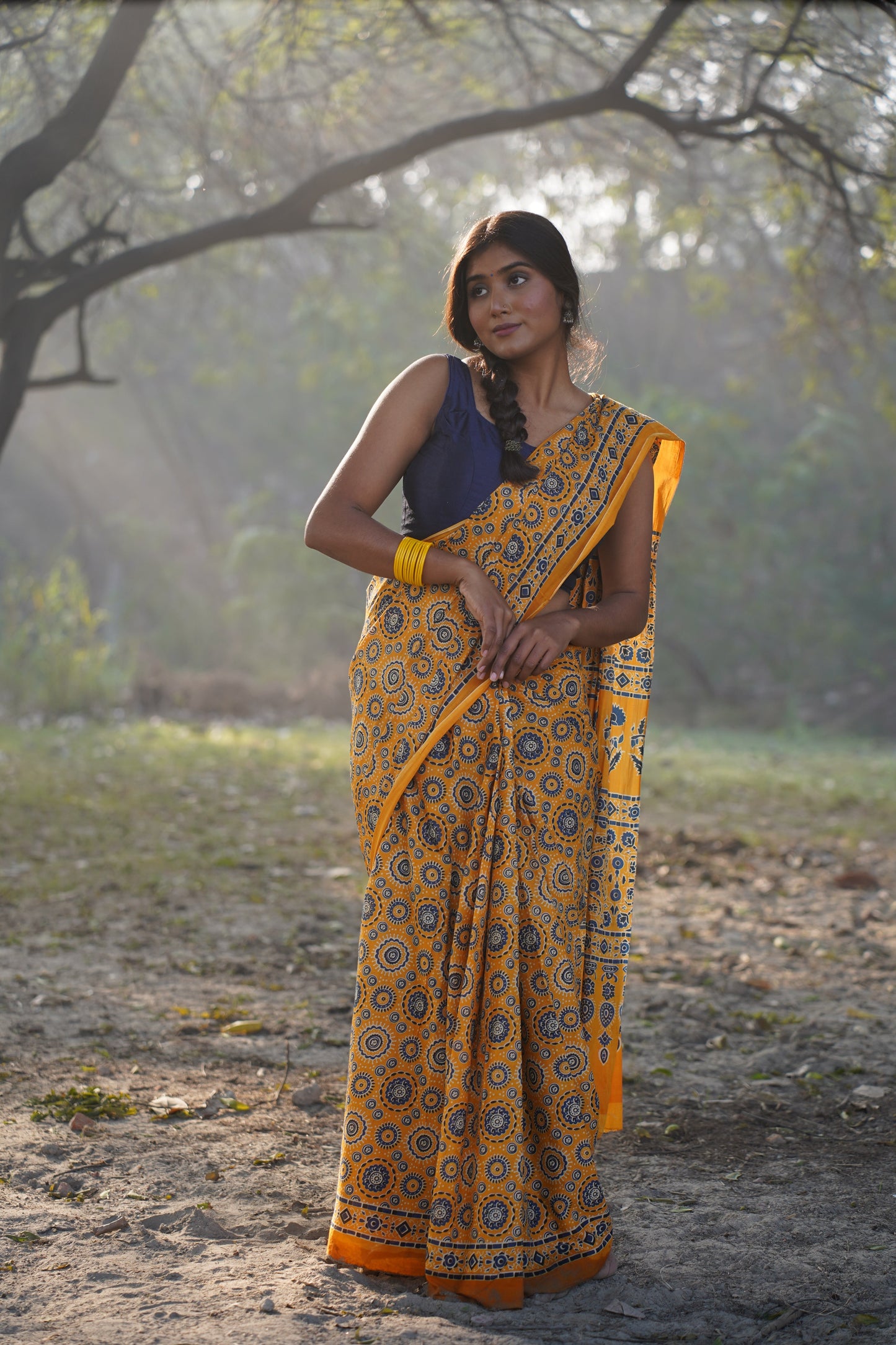A Beautiful Sunset Ajrakh Saree