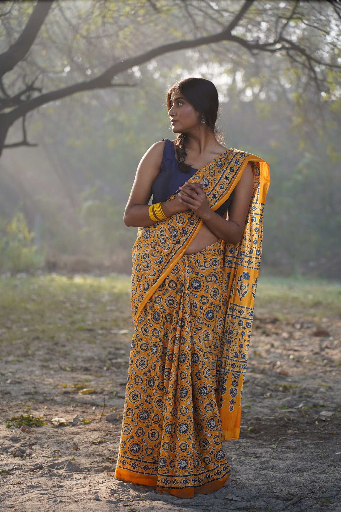A Beautiful Sunset Ajrakh Saree