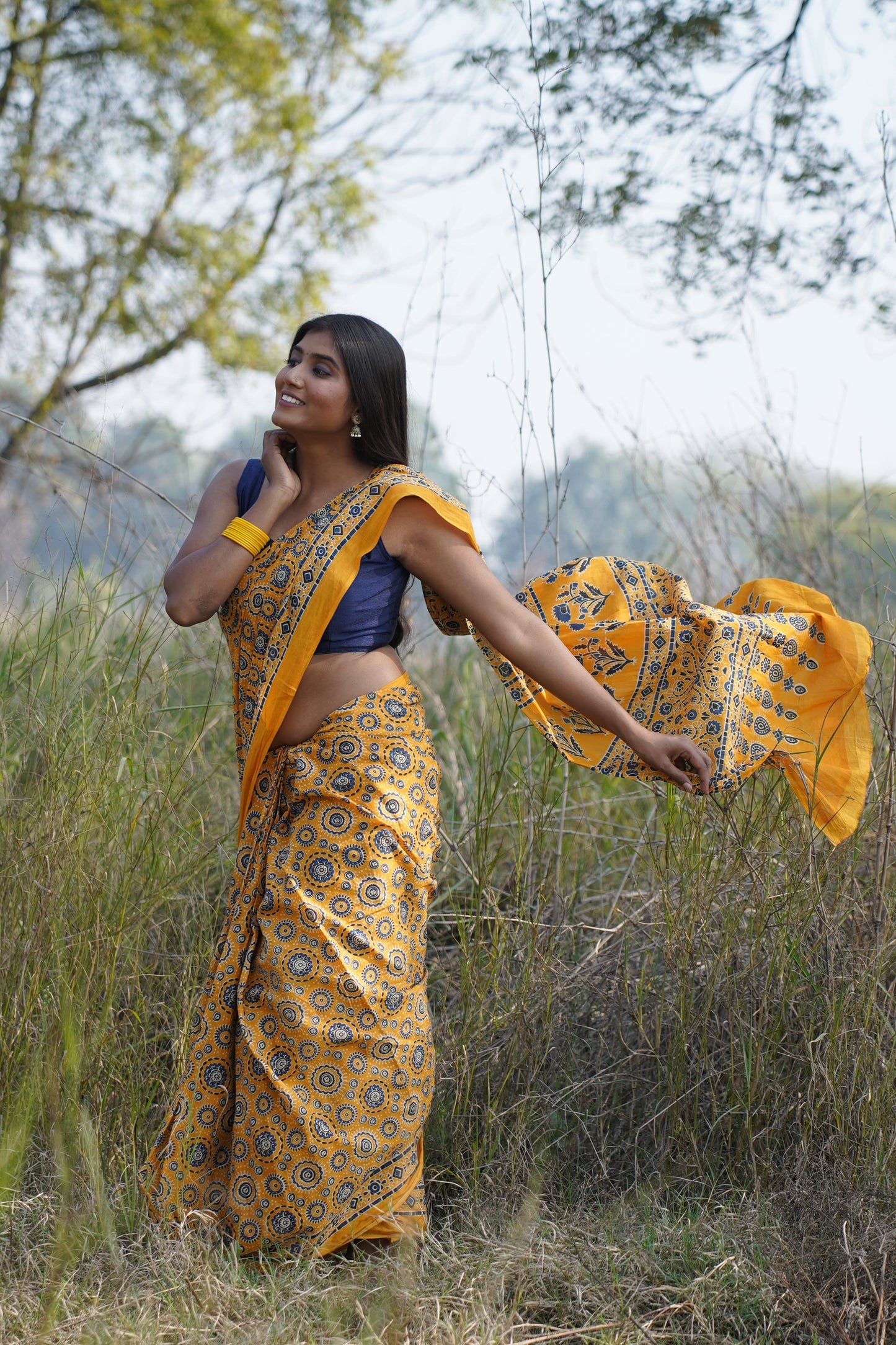 A Beautiful Sunset Ajrakh Saree