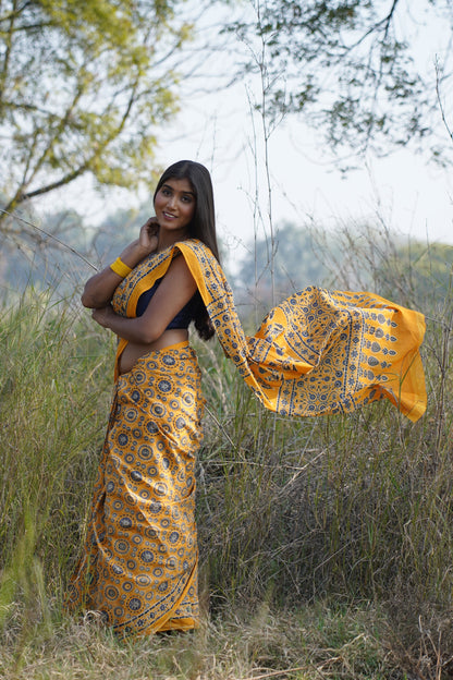 A Beautiful Sunset Ajrakh Saree