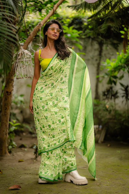 Lime And Lemon Print Saree