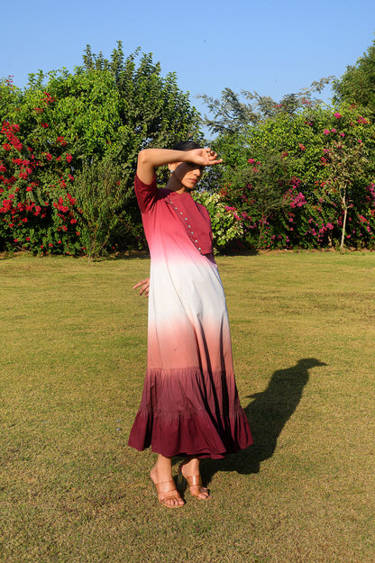 Kasra Ombre Three Tier Dress