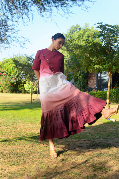 Kasra Ombre Three Tier Dress