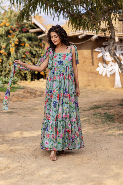 Paris Dream - Floral Printed Maxi Dress