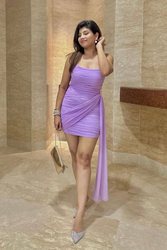 Lilac Drape Padded Dress