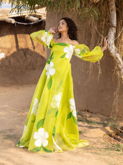 Isabelle Hand painted Floral Maxi Dress