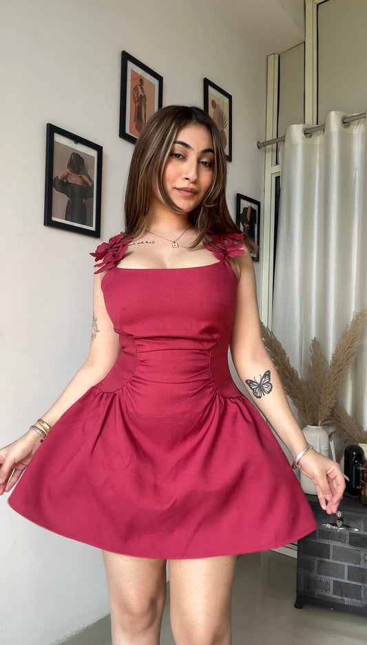 3D Rose Flare Dress