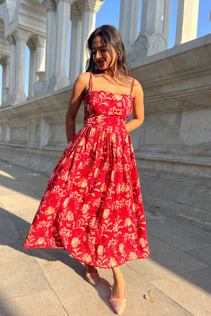 Serena Red Midi Dress