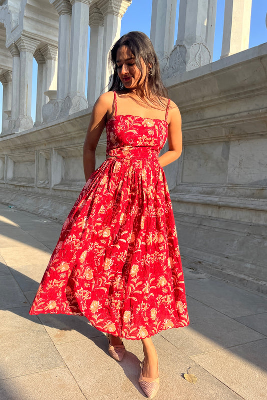Serena Red Midi Dress