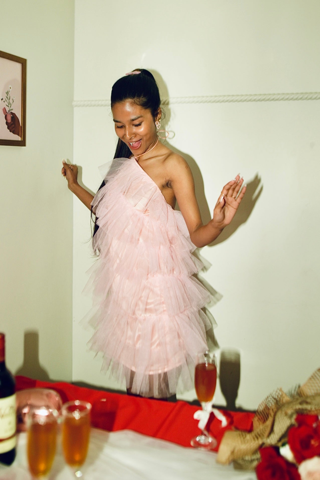 Roseate Pink Ruffle Dress