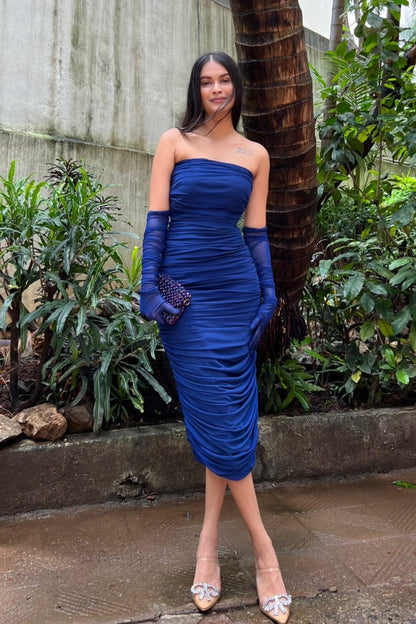 Gloves Padded Midi Dress