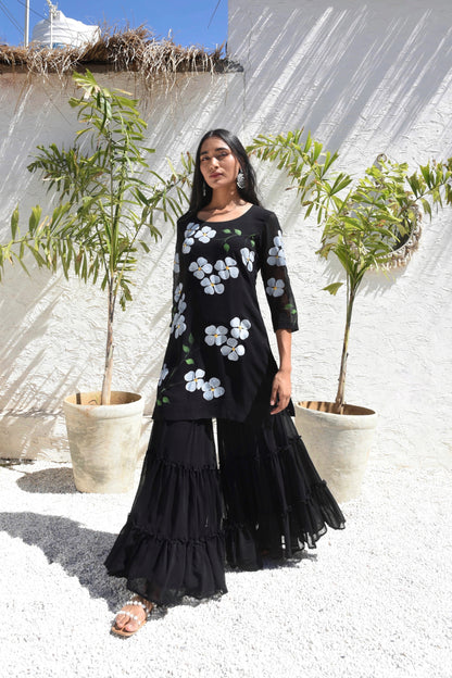 Dogwood Sharara Set in Black