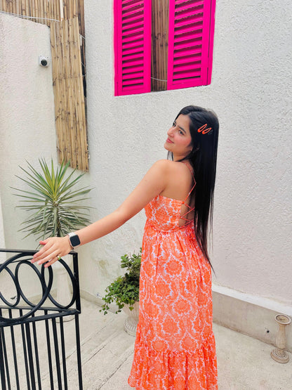 Apricot Aura Georgette Maxi Dress