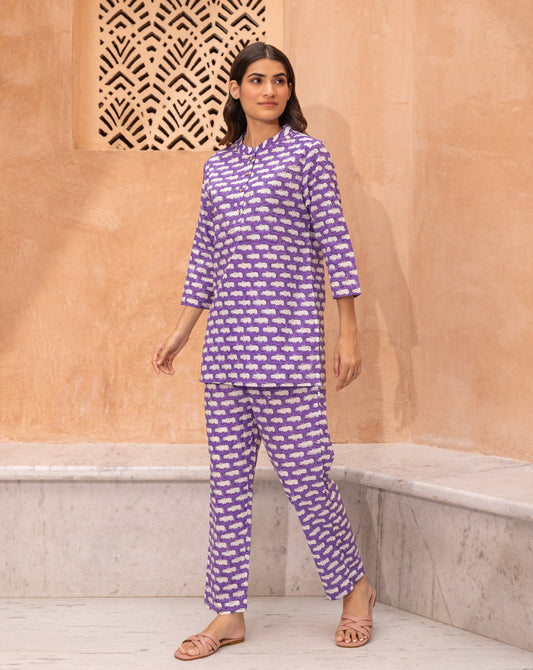 Happy Hippos Short Kurta Pyjama - Soft Cotton Co-ord Set