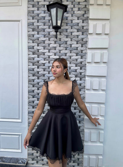 Lacy Milkmaid Crape Dress