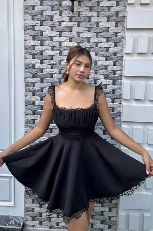 Lacy Milkmaid Crape Dress