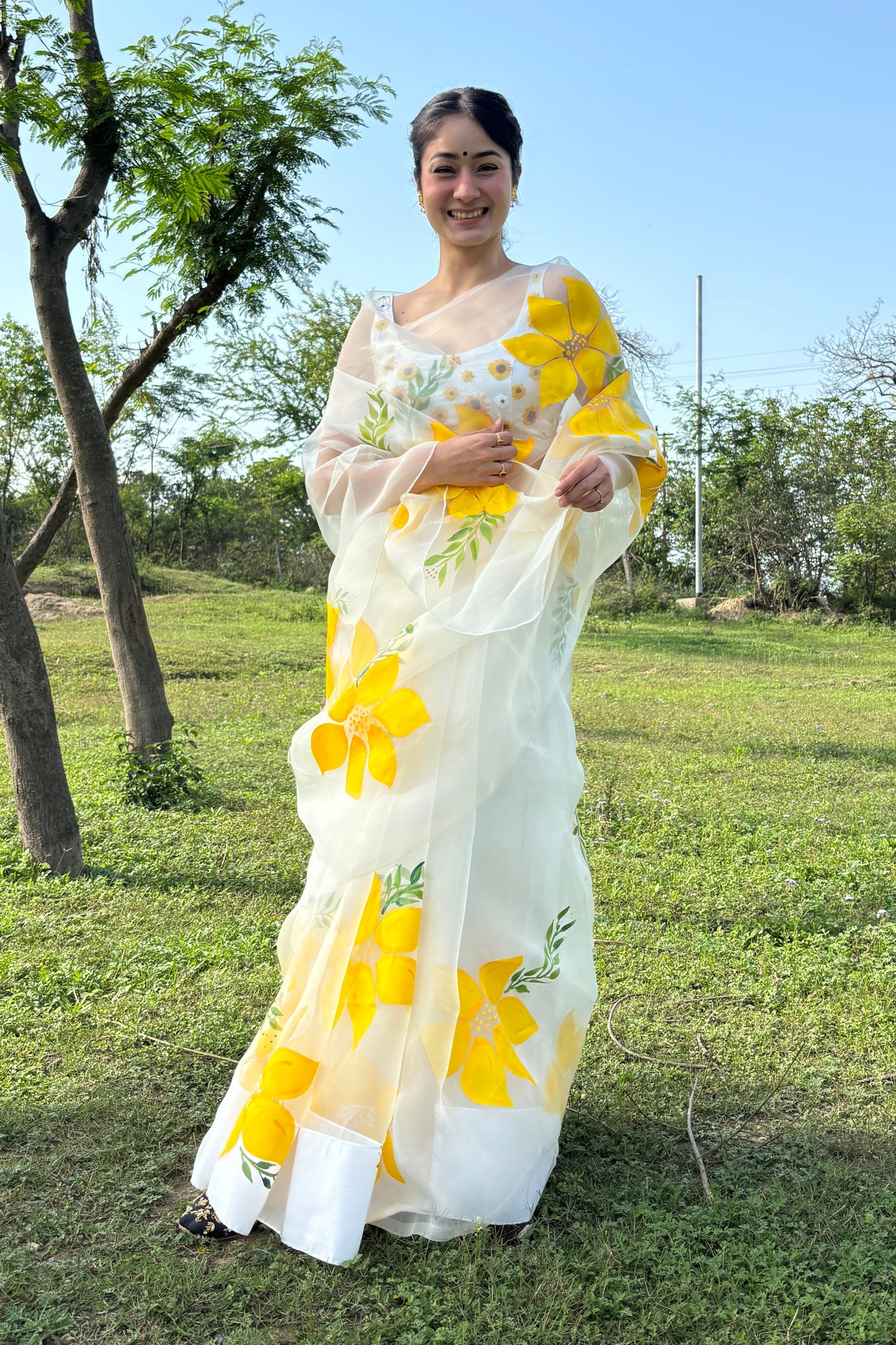 Lemon Breeze Handpainted Saree