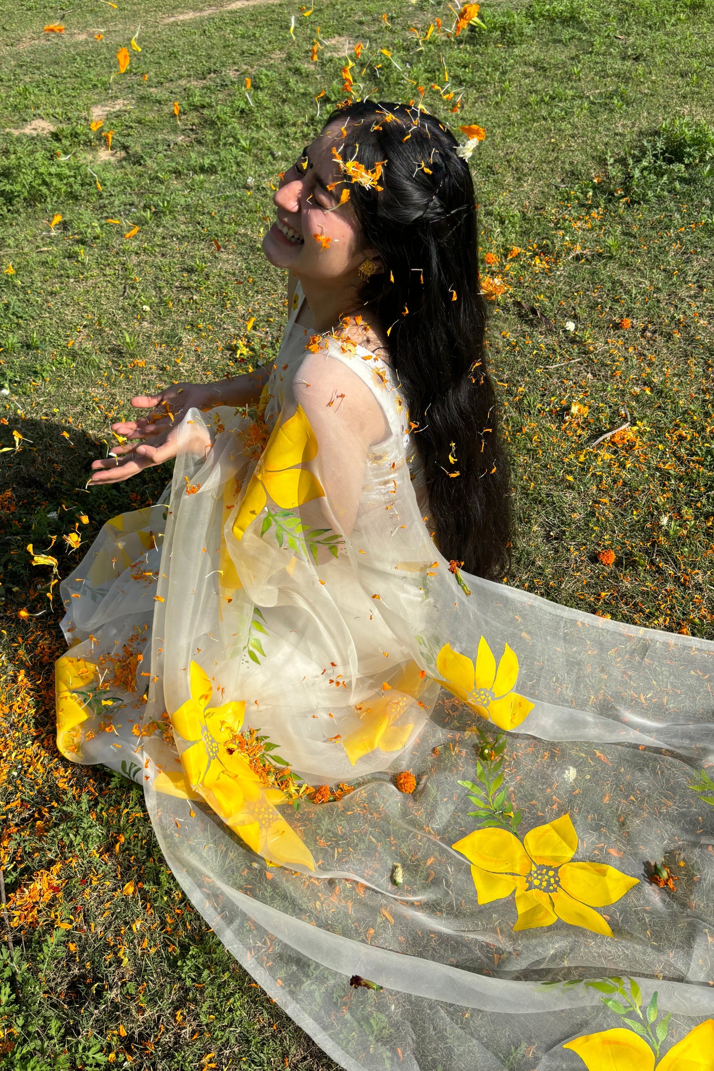 Lemon Breeze Handpainted Saree