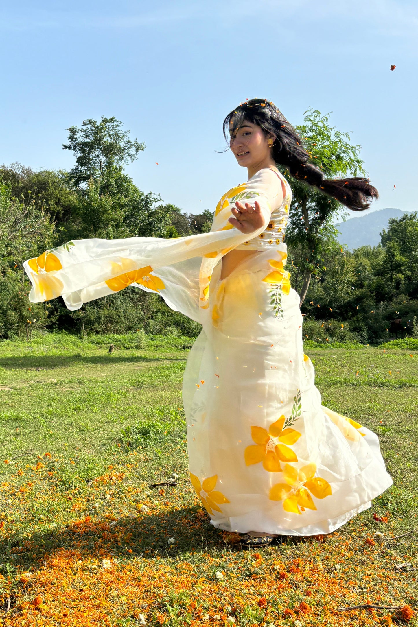 Lemon Breeze Handpainted Saree