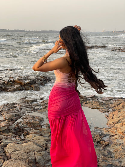Pink Lycra Ombre Dress