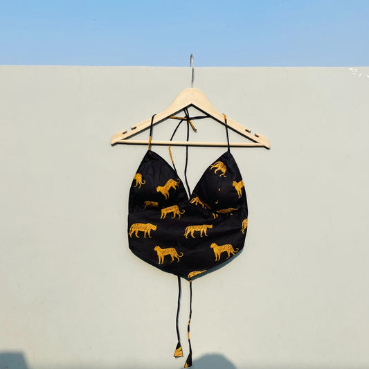Black Leopard Cotton Top