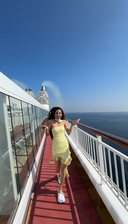 En Rose Yellow Lycra Dress