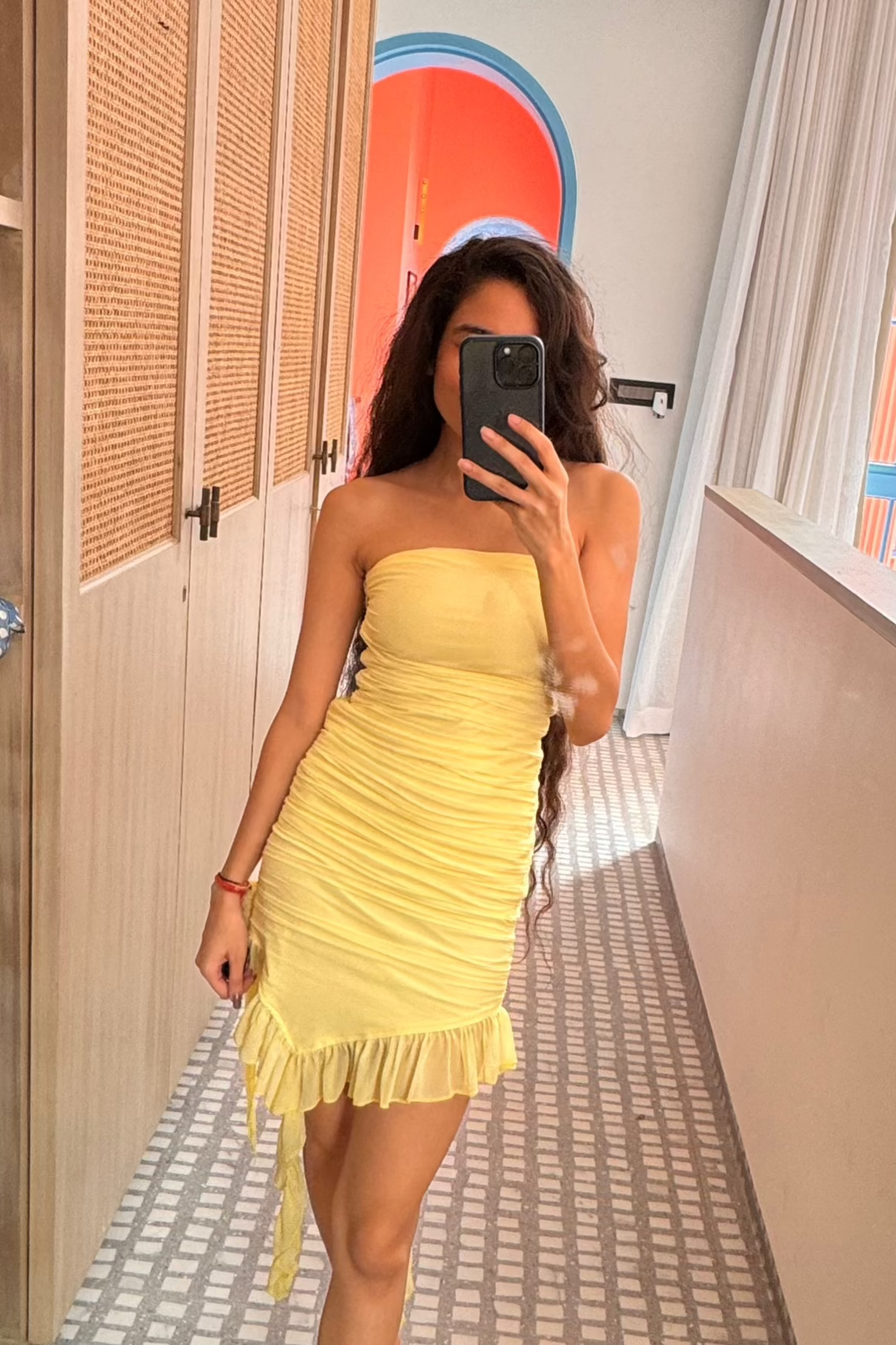 En Rose Yellow Lycra Dress