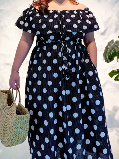 Marienne Off-Shoulder Polka Dot Dress