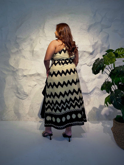 Aruna One Shoulder Zigzag Print Dress
