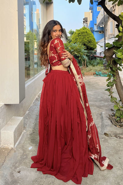 Maroon Minimalist Lehenga