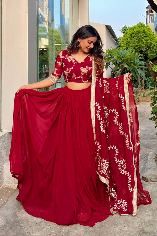 Maroon Minimalist Lehenga