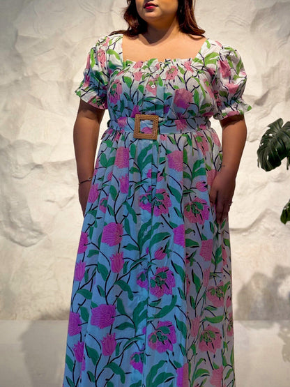 Mary Ann Printed Button-Down Midi Dress