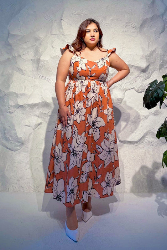 Aurore Floral Printed Maxi Dress with Ruffle Straps