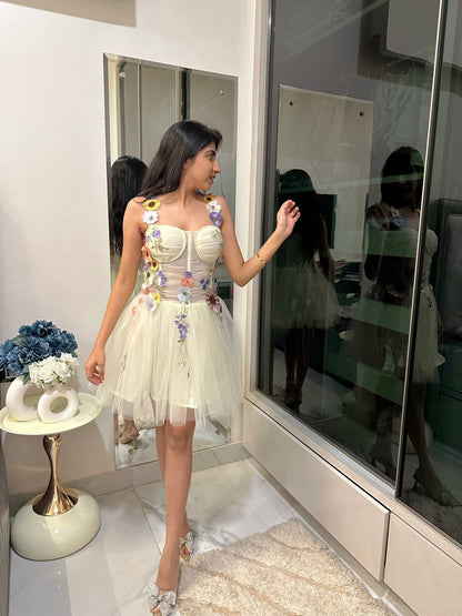 Flower Embroidery Short Dress