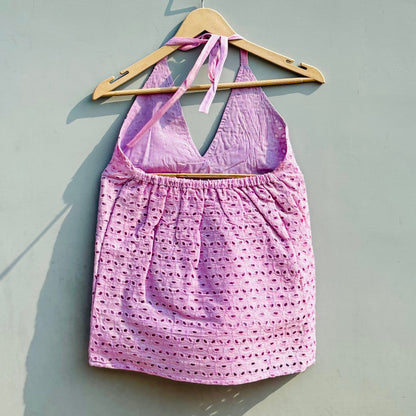 Chikan Hakoba Halter Neck Cotton Top