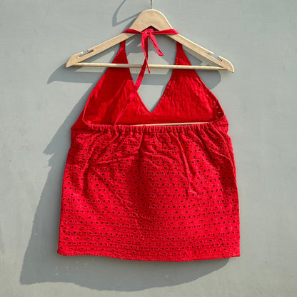 Chikan Hakoba Halter Neck Cotton Top