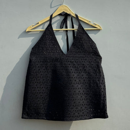 Chikan Hakoba Halter Neck Cotton Top