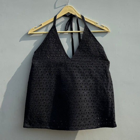 Chikan Hakoba Halter Neck Cotton Top