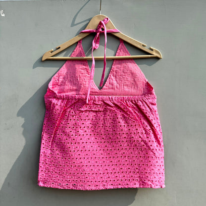 Chikan Hakoba Halter Neck Cotton Top