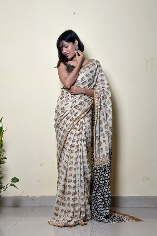 Caramel Chic Mul Cotton Saree