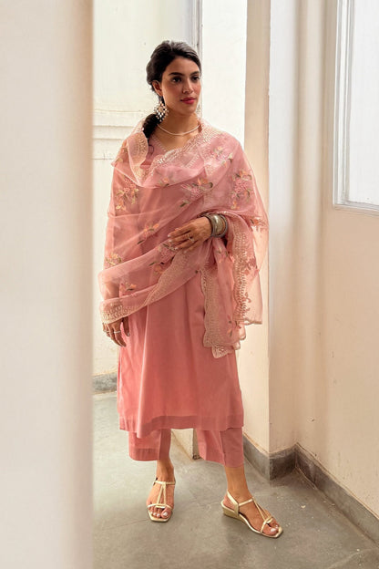 Blush Pink Embroidered Kurta Set
