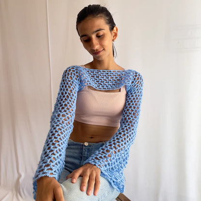 Crochet Sleeve Crochet Crop Top