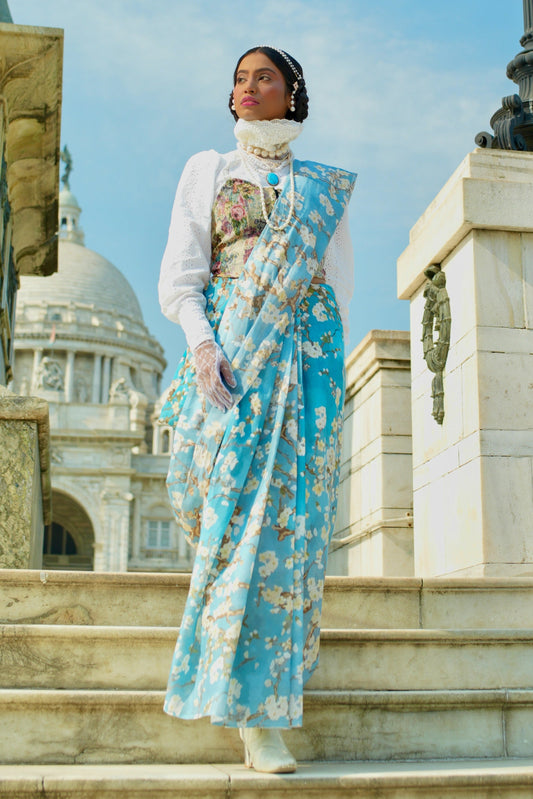 Almond Blossoms Mul Cotton Saree