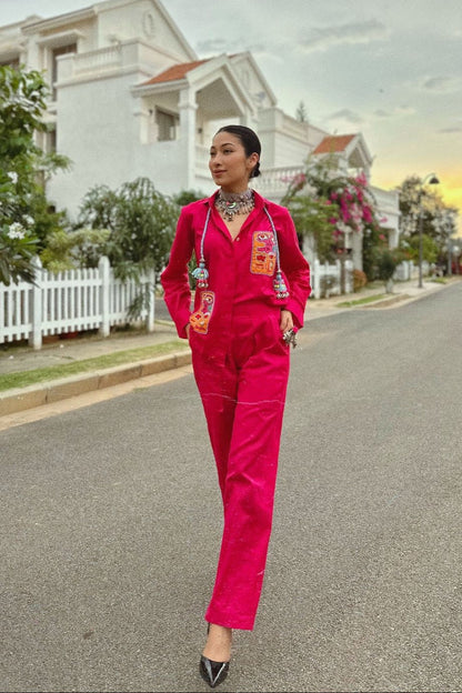 Pink love Embroidered Coord Set